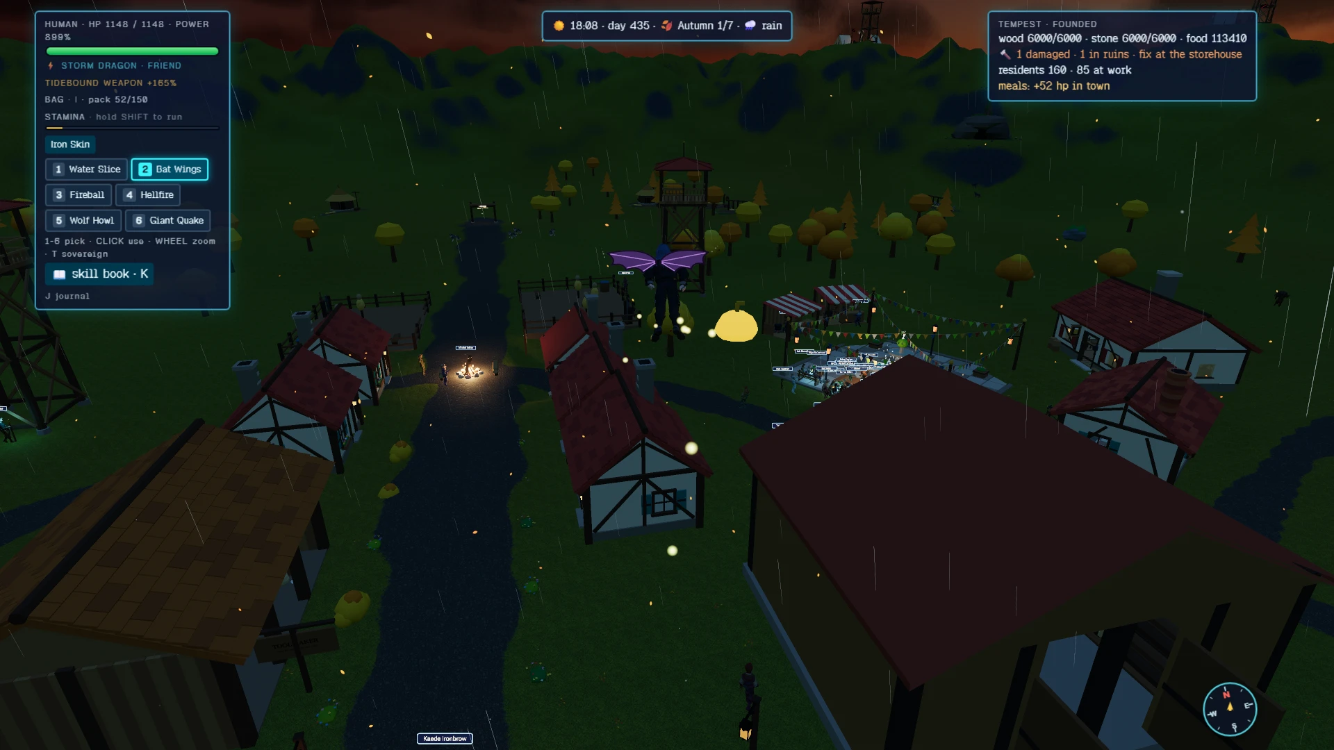 Slime Sovereign. On its screen: HUMAN · HP 1148 / 1148 · POWER 899%. Taken in main for the update Fresh Starts.