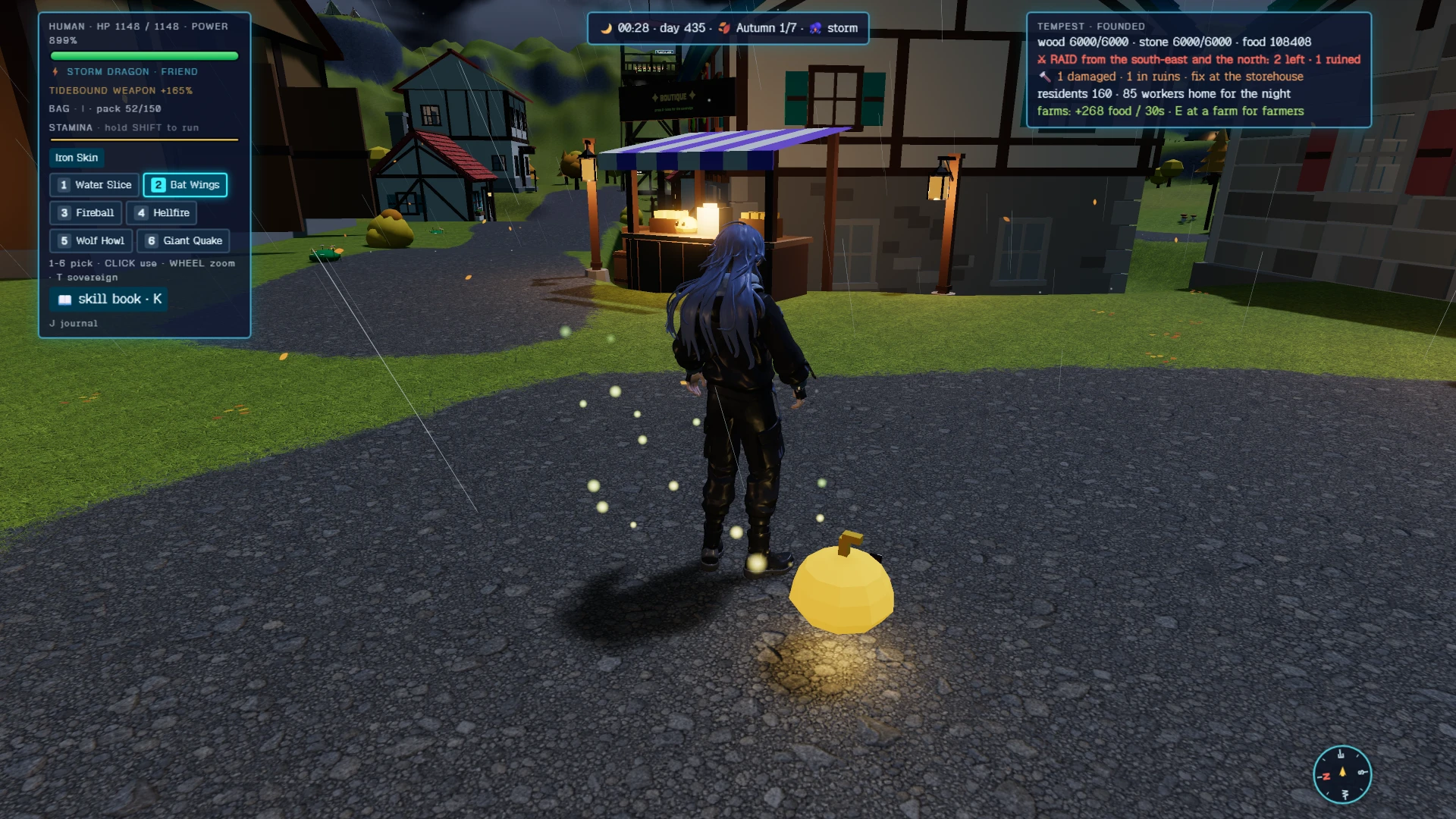 Slime Sovereign. The game's screen over its world. Taken for the update Storm Over the Valley.
