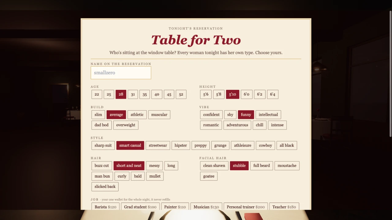 Table for Two: a moment in the game (3 of 7)