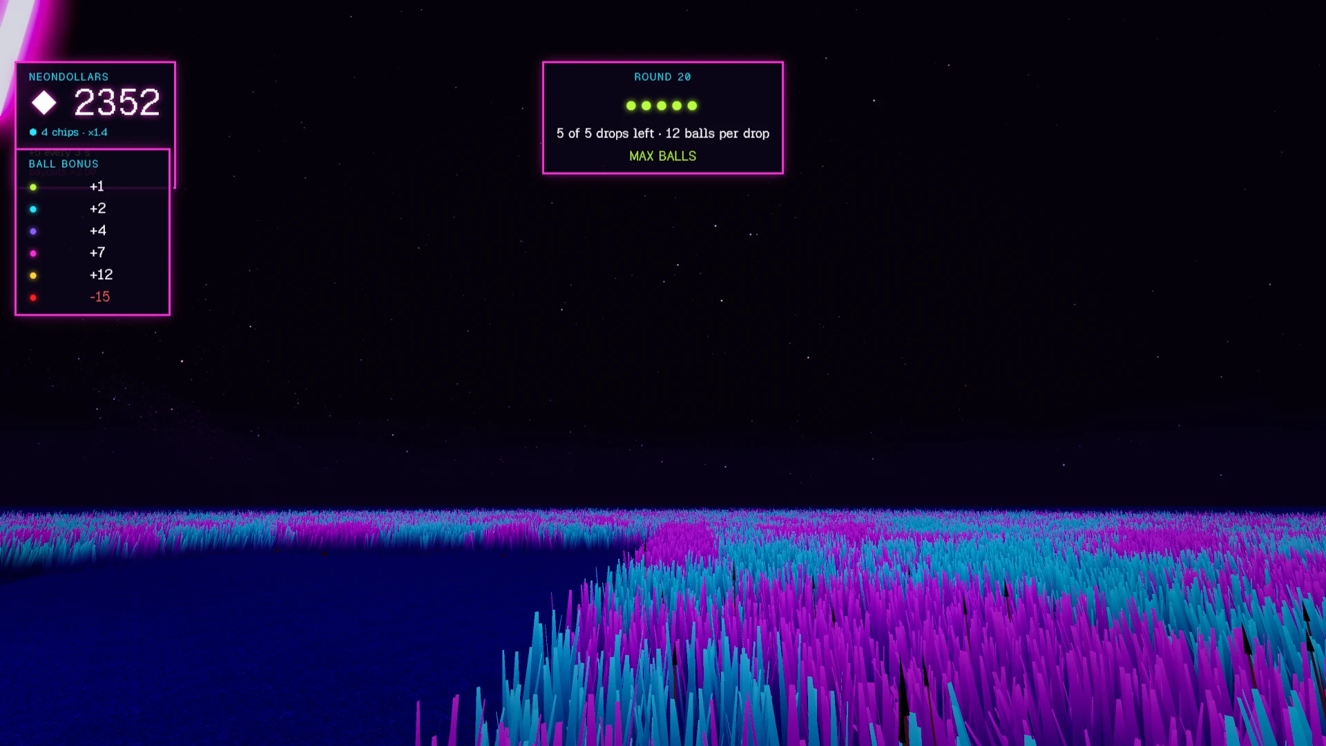 Neon Plinko: a moment in the game (2 of 2)