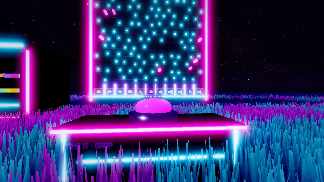 Neon Plinko: a moment in the game (1 of 2)
