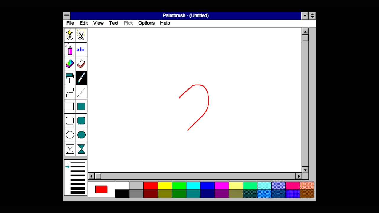 Microsoft Paint (Windows 3) Simulator: a moment in the game (2 of 2)