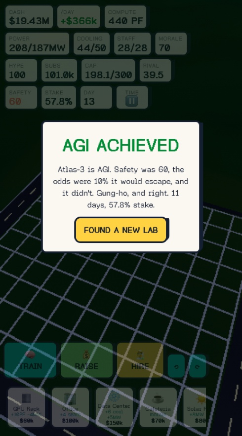 Frontier Lab Tycoon: a moment in the game (1 of 1)