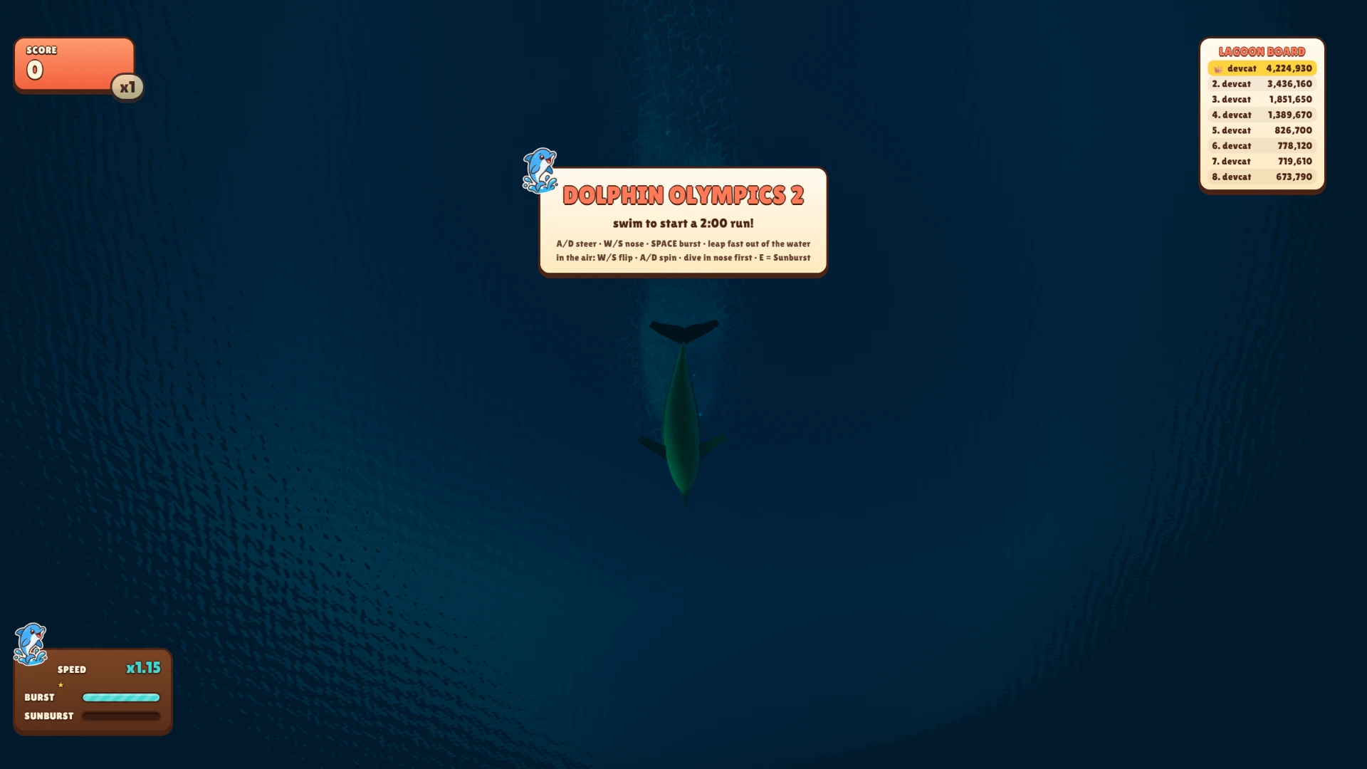 Dolphin Olympics 2: Sunset Lagoon: a moment in the game (1 of 1)