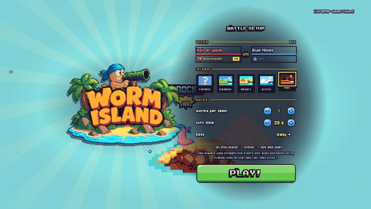 Worm Island: a moment in the game (1 of 1)