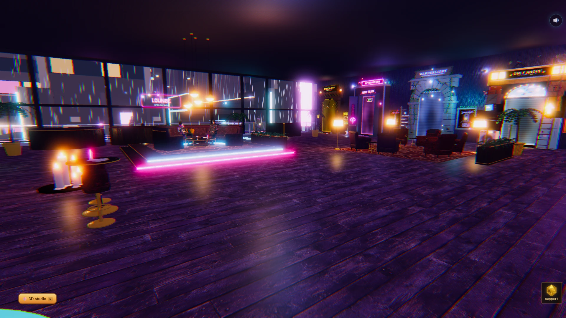 Spawn City Inn. The game's screen over its world. Taken for the update A proper pour.