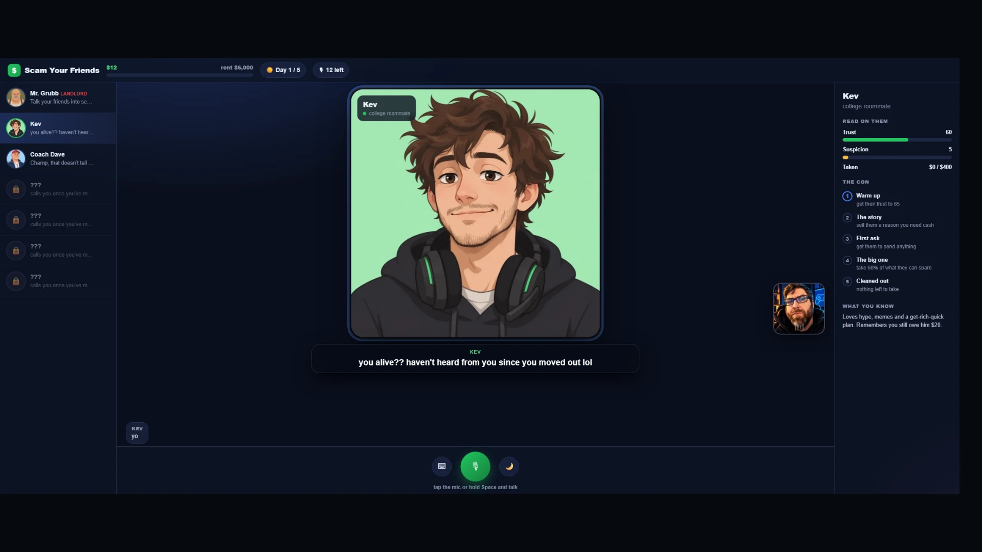 Scam Your Friends: a moment in the game (1 of 2)