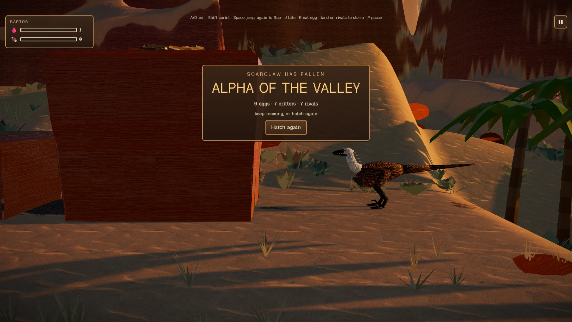 Velociraptor Simulator: a moment in the game (1 of 1)