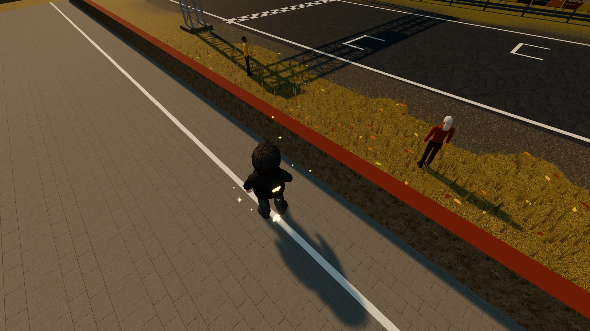 Borick's World. A basketball court with a player in black running on the court toward the basket, while another player in red stands near the sideline beyond the red boundary. Taken for the update Car body fix.