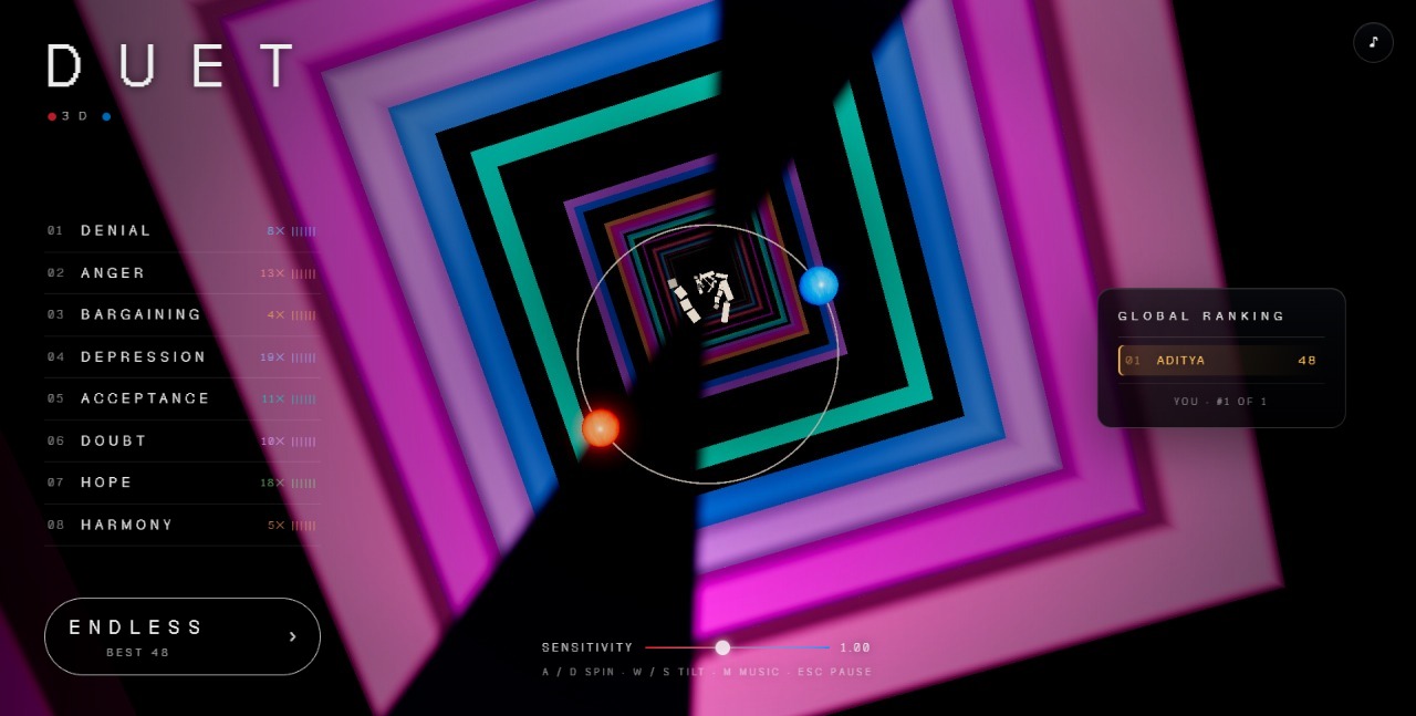 Duet 3D: a moment in the game (1 of 2)