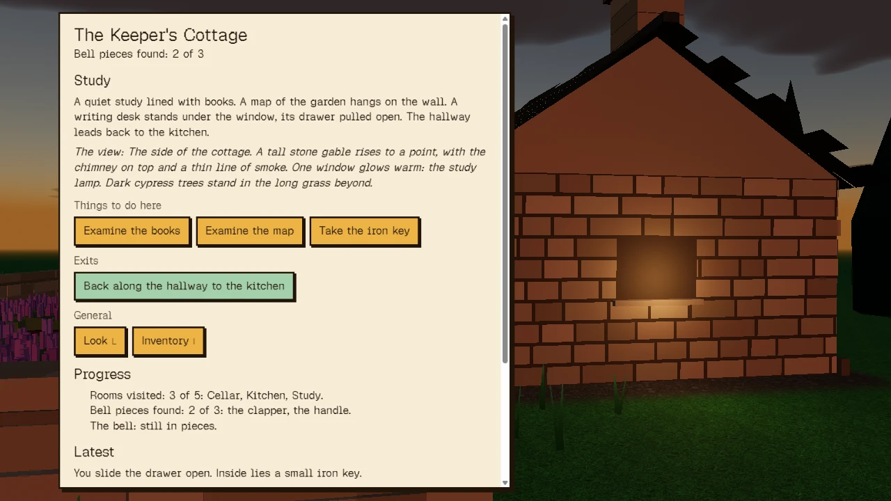 The Keeper's Cottage: a moment in the game (1 of 4)