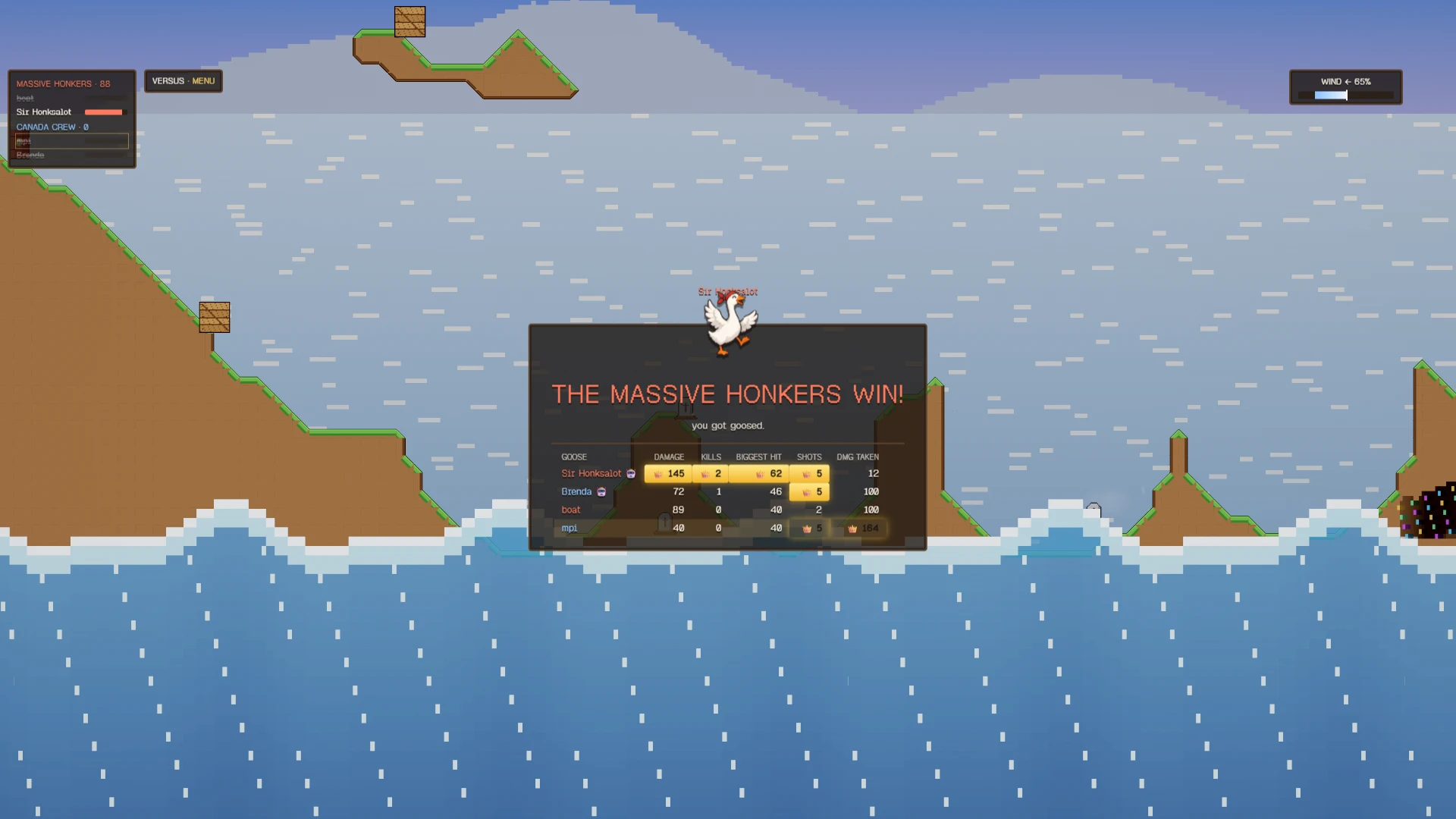 Goose Armageddon: a moment in the game (1 of 4)