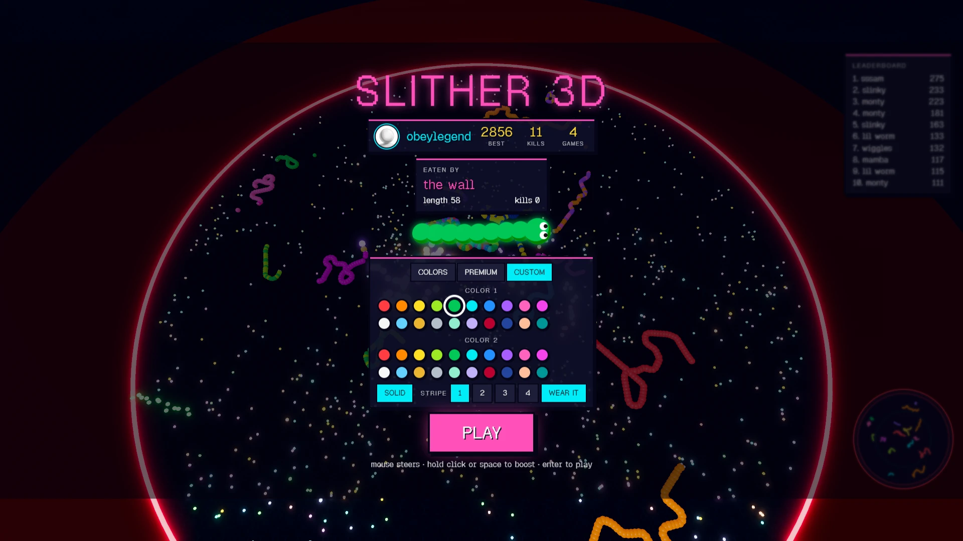 Slither 3D: a moment in the game (1 of 2)