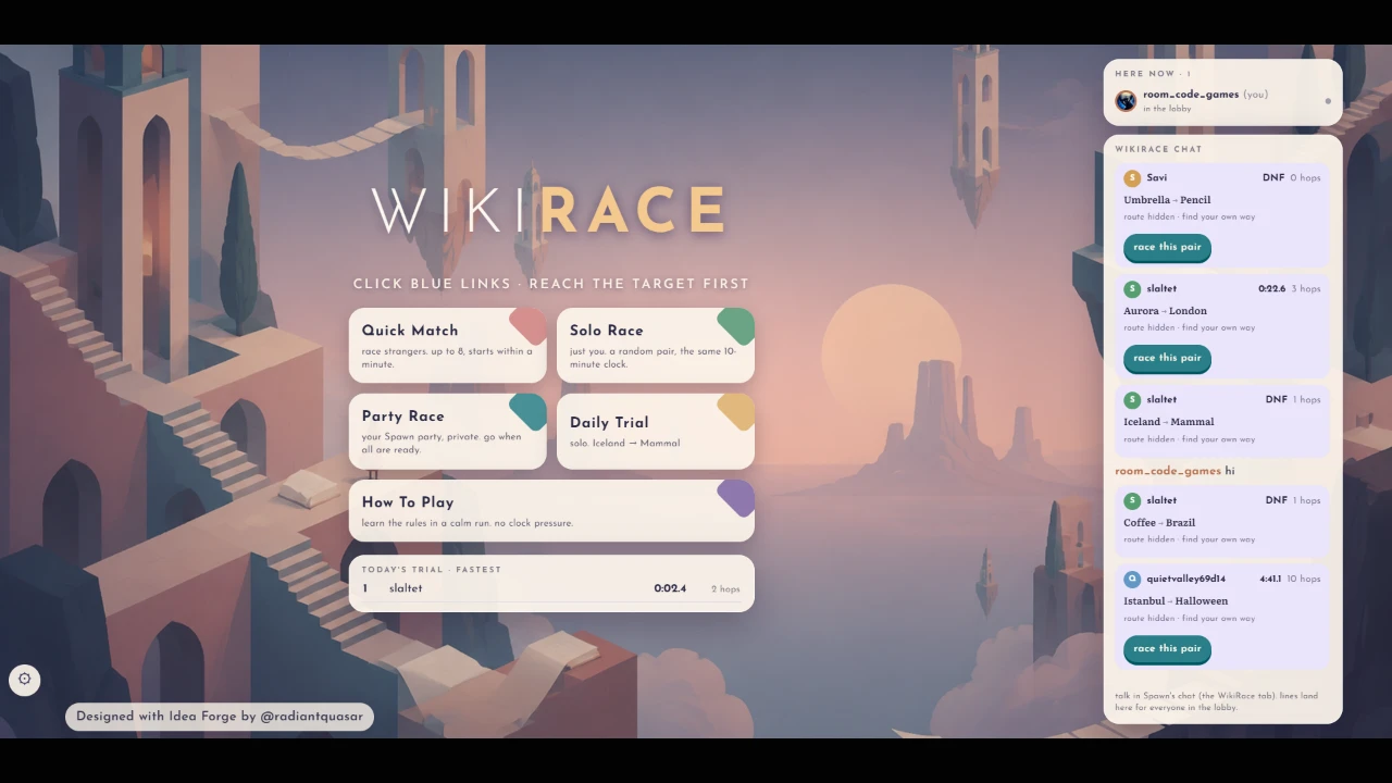 WikiRace: a moment in the game (2 of 3)