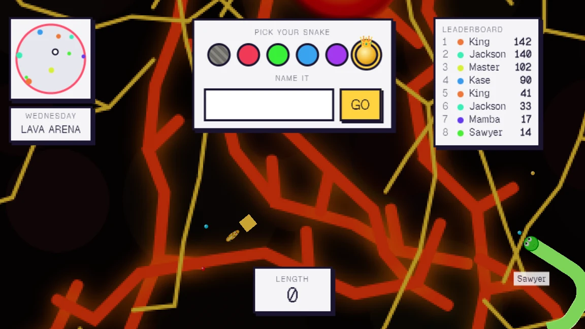Snake Arena: a moment in the game (1 of 4)