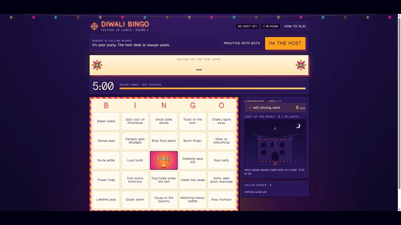 Diwali Bingo: a moment in the game (2 of 3)