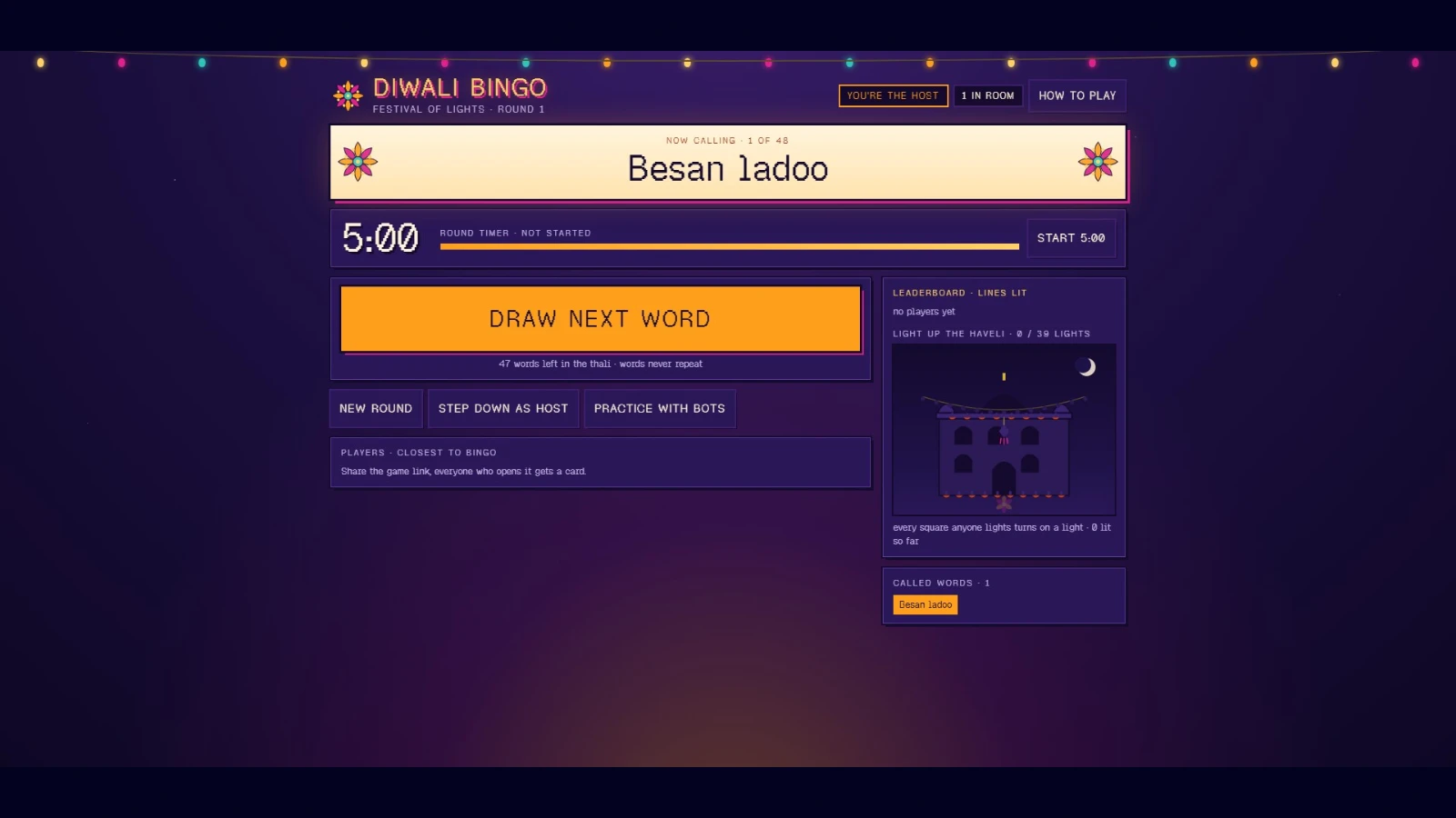 Diwali Bingo: a moment in the game (1 of 3)