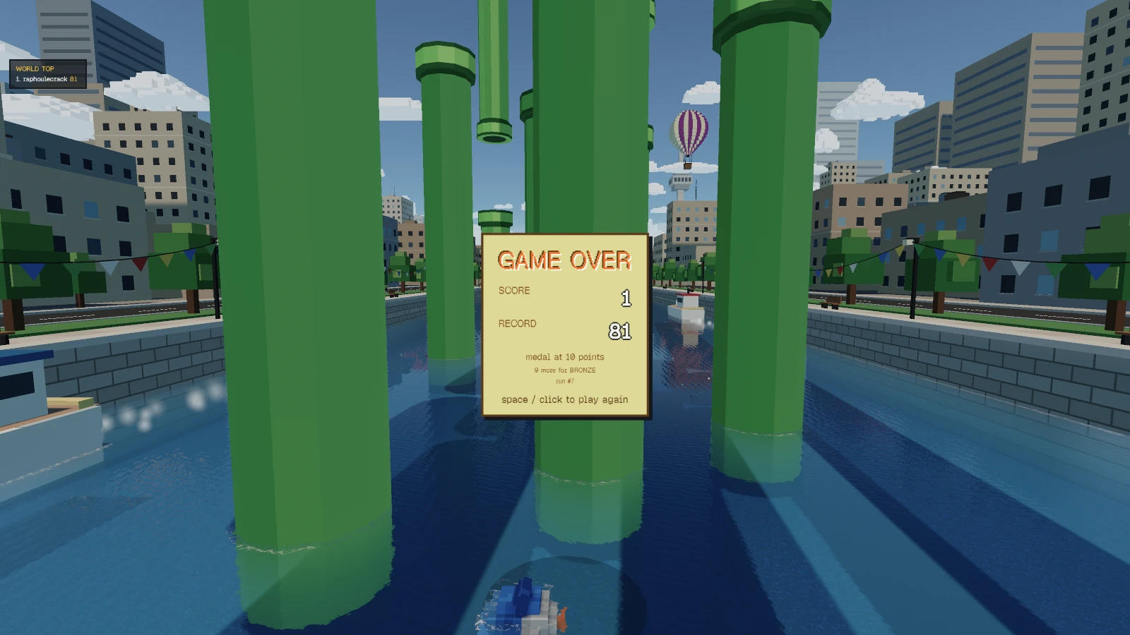 Flappy City: a moment in the game (1 of 2)