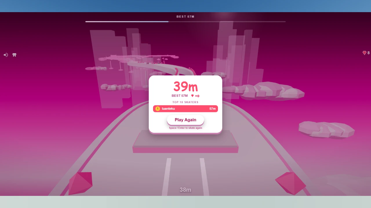Neon Roller Rush: a moment in the game (3 of 4)