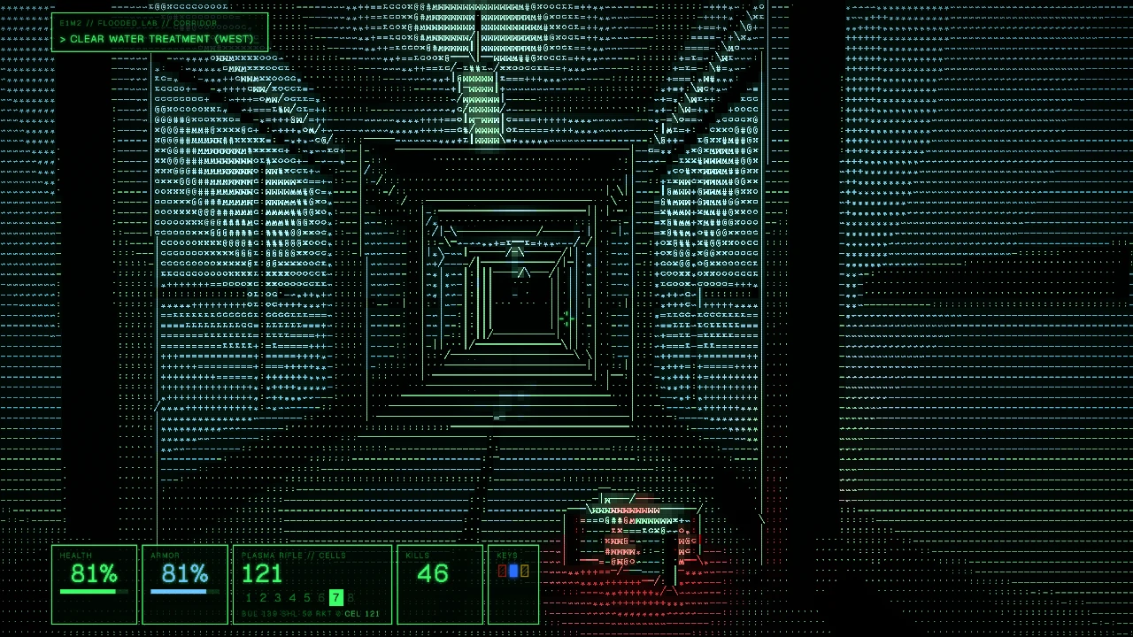 ASCII DOOM: a moment in the game (1 of 2)